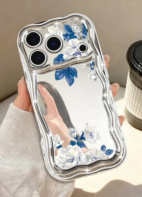 For iPhone 17 Pro Max Case Magnetic For Magsafe Simple Style Floral Mirror Case For iPhone 16 Pro Max 15 14 13 12 11 Air Funda