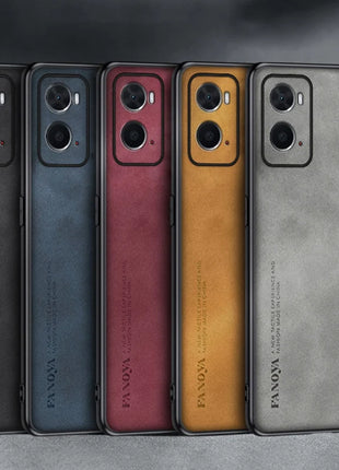 Luxury PU Leather Phone Case For OPPO A36 A76 A96 4G Back Cover Matte Shockproof Full Protection Silicone Case For OPPO A96 5G