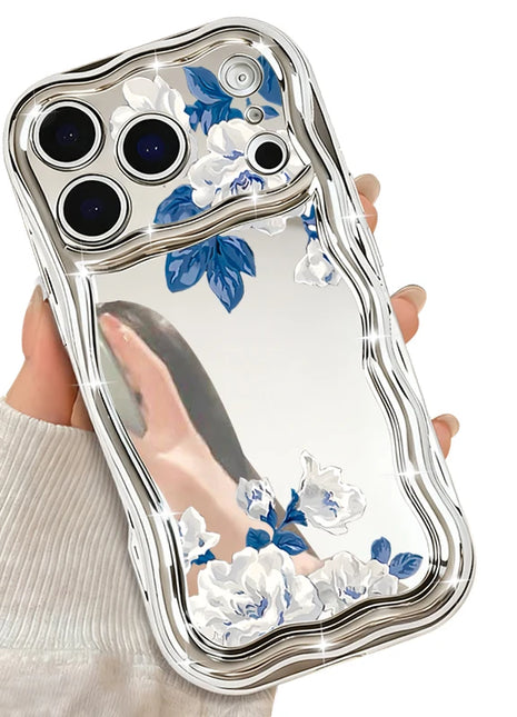 For iPhone 17 Pro Max Case Magnetic For Magsafe Simple Style Floral Mirror Case For iPhone 16 Pro Max 15 14 13 12 11 Air Funda