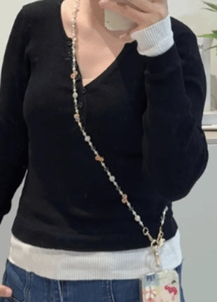 Bag Chain Beaded Crossbody Phone Chain Anti Loss Universal Mobile Phone Crossbody Strap Long-style Colorful Phone Neck Straps