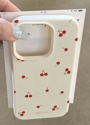 Cute Cartoon Cherry Lichee Pattern Phone Case For Samsung Galaxy S25 Ultra S24 FE S23 Plus S22 A16 A56 A36 A25 A54 A55 A53 Cover
