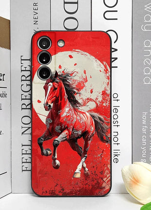 Fashion Chinese-Style Red Horse Print Phone Case for Samsung Galaxy A56 A42 A14 A55 A16 A54 A36 A53 A52 A51 A50 A15 Soft Covers