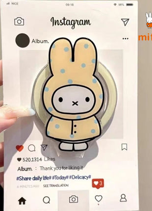 Cute Miffy Phone Shell Suitable for Iphone 17 16 15 14 Yellow Raincoat Rabbit Magnetic Holder Anti Drop Phone Case Perfect Gifts