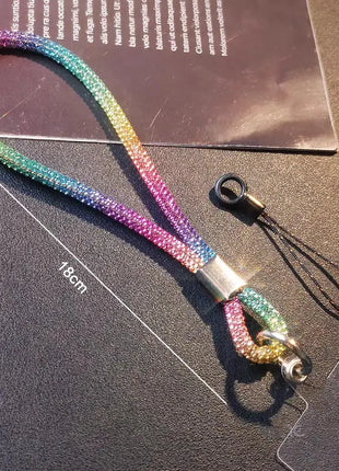 Glitter Flashy Rhinestone Cell Phone Charm Lanyard For Phone Diamond Crystal Phone Wrist Straps Keychain Hanging Anti-lost Rop