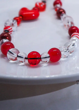 Red Clear Mobile Y2k Phone Charm Strap Chain Lanyard Fairycore Cute Acrylic Heart Glass Pearl Bead Jewelry Women Kawaii Keychain