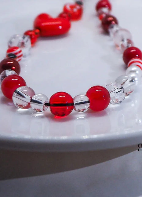 Red Clear Mobile Y2k Phone Charm Strap Chain Lanyard Fairycore Cute Acrylic Heart Glass Pearl Bead Jewelry Women Kawaii Keychain