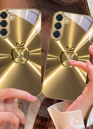 The golden letter "D" For Samsung Galaxy S20 FE S21 S22 S23 Plus S24 Ultra 25Ultra S21+ S9+ S22Plus Golden glass phone case