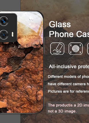 Creative Rusty Metal Surface Pattern Tempered Glass Phone Case for Motorola Moto Edge 50 Fusion 40 Neo 30 Pro G85 G84 G55 Cover
