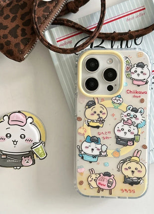Cute Cartoon Chiikawa Japan Anime Magnetic Holder Magsafe Wireless Charge Phone Case For iPhone 17 16 15 14 13 Pro Max Cover