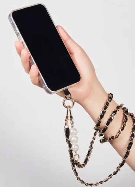 Mobile Phone Lanyard Women's Long Neck and Shoulder Strap Phone Case Universal Lanyard Long Crossbody Pearl Pickup Chain