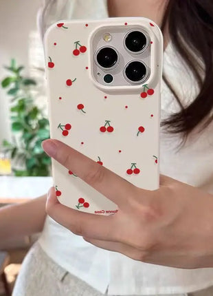 Cute Cartoon Cherry Lichee Pattern Phone Case For Samsung Galaxy S25 Ultra S24 FE S23 Plus S22 A16 A56 A36 A25 A54 A55 A53 Cover