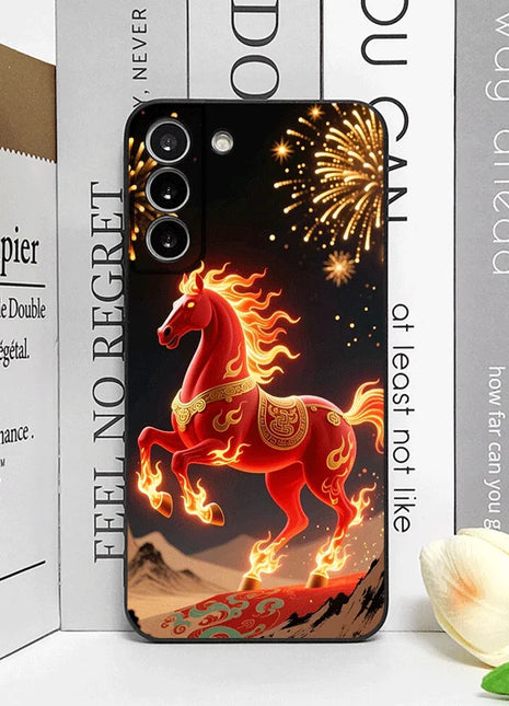 Fashion Chinese-Style Red Horse Print Phone Case for Samsung Galaxy A56 A42 A14 A55 A16 A54 A36 A53 A52 A51 A50 A15 Soft Covers