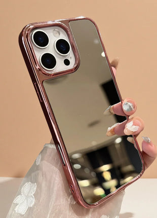 Electroplated Glossy Make Up Mirror Phone Case Shockproof Protector Cover For iPhone 17 Air 16 15 14 13 12 11 Pro Max Plus 11 XR