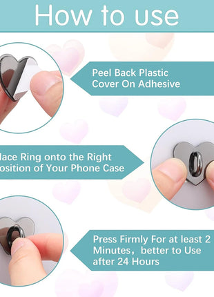1/5PCS 2/2.4/2.5CM Cute Adhesive Metal Heart Sun Bow Phone Charm Holder Sticking Hooks Phone Case Finger Ring Buckle Accessory