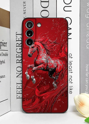 Fashion Chinese-Style Red Horse Print Phone Case for Samsung Galaxy A56 A42 A14 A55 A16 A54 A36 A53 A52 A51 A50 A15 Soft Covers
