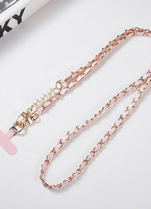 Mobile Phone Lanyard Women's Long Neck and Shoulder Strap Phone Case Universal Lanyard Long Crossbody Pearl Pickup Chain