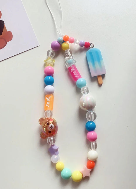 Colorful Sun Flower Beads Mobile Phone Chain Macaron Flower Beaded Mobile Phone Straps Pendant Keychain Creative Phone Chain