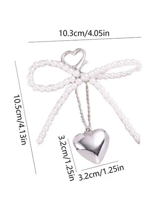 Korean Cute Bow Pearl Phone Pendant Chain Y2K Heart Charm Strap Phone Accessories for iPhone Samsung Camera Bag Keychain Airpods