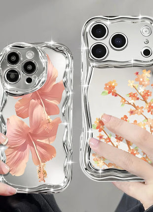 For iPhone 17 Pro Max Case Magnetic For Magsafe Simple Style Floral Mirror Case For iPhone 16 Pro Max 15 14 13 12 11 Air Funda