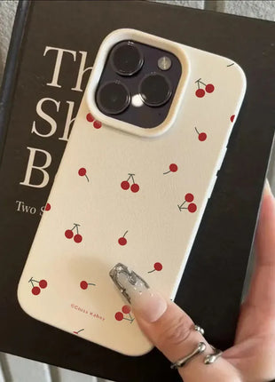 Cute Cartoon Cherry Lichee Pattern Phone Case For Samsung Galaxy S25 Ultra S24 FE S23 Plus S22 A16 A56 A36 A25 A54 A55 A53 Cover