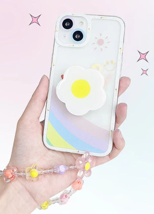 Colorful Sun Flower Beads Mobile Phone Chain Macaron Flower Beaded Mobile Phone Straps Pendant Keychain Creative Phone Chain