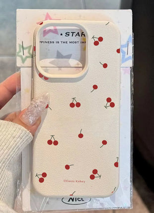 Cute Cartoon Cherry Lichee Pattern Phone Case For Samsung Galaxy S25 Ultra S24 FE S23 Plus S22 A16 A56 A36 A25 A54 A55 A53 Cover