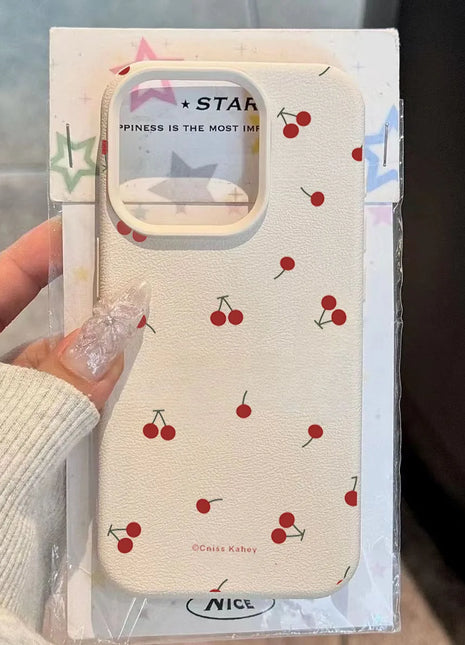 Cute Cartoon Cherry Lichee Pattern Phone Case For Samsung Galaxy S25 Ultra S24 FE S23 Plus S22 A16 A56 A36 A25 A54 A55 A53 Cover