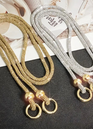 Fashion Luxury Rhinestone Phone Lanyard Glitter Crystal Phone Case Anti-Loss Crossbody Hanging Ornaments Shoulder Strap Keychain