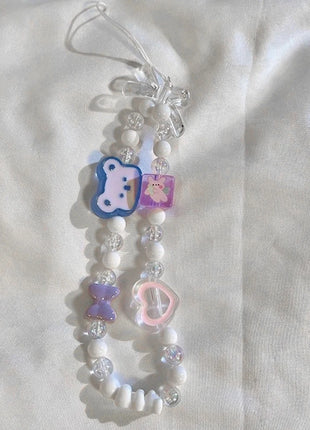 Colorful Sun Flower Beads Mobile Phone Chain Macaron Flower Beaded Mobile Phone Straps Pendant Keychain Creative Phone Chain